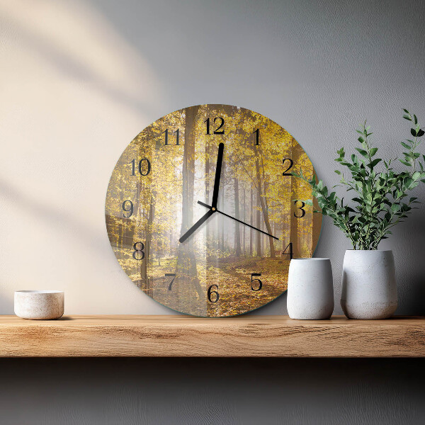 Round wall clock Autumn in the Forest