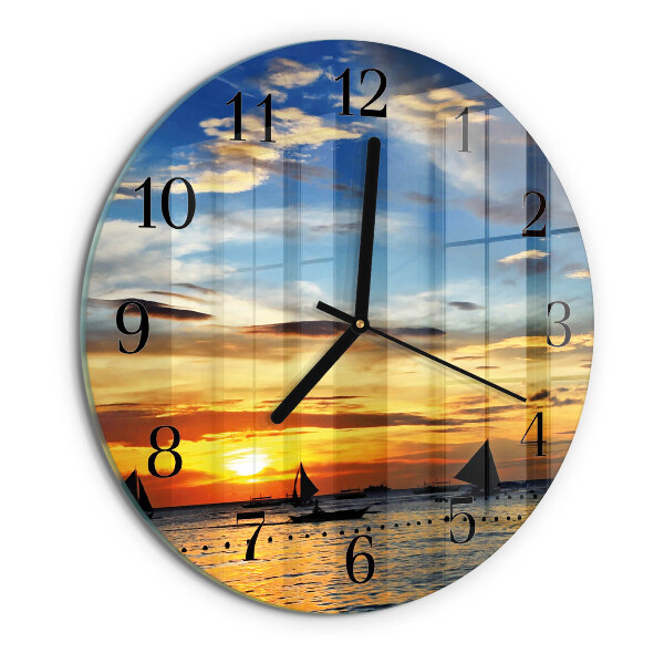 Round wall clock Sunset