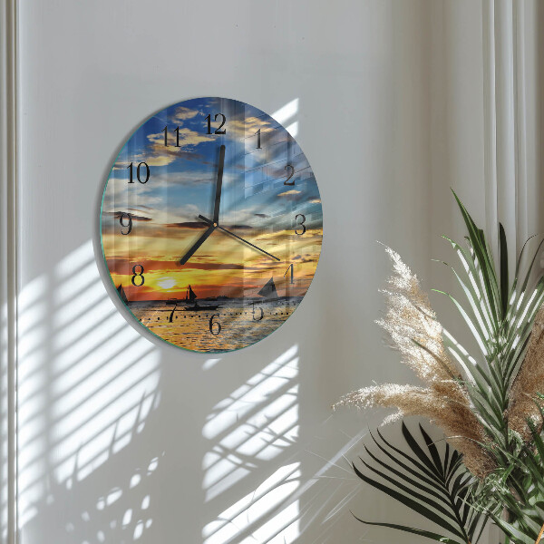 Round wall clock Sunset