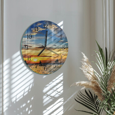 Round wall clock Sunset