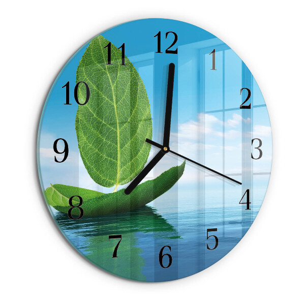 Round wall clock Leaves