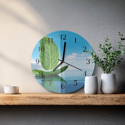Round wall clock Leaves