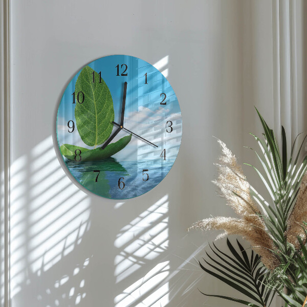 Round wall clock Leaves