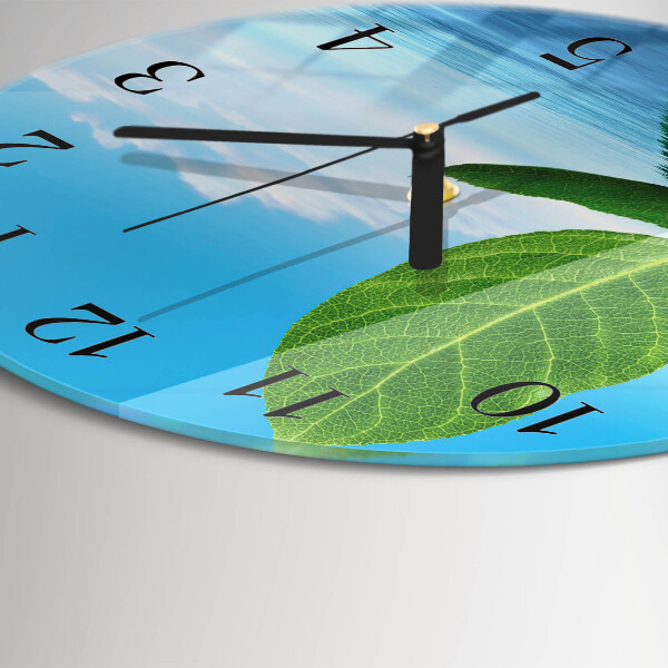 Round wall clock Leaves