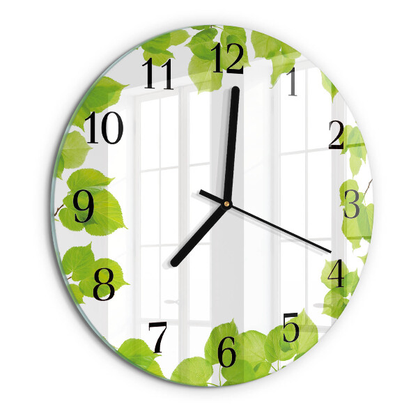 Round wall clock Leaves