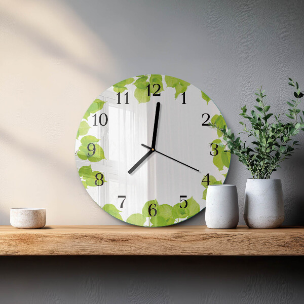 Round wall clock Leaves