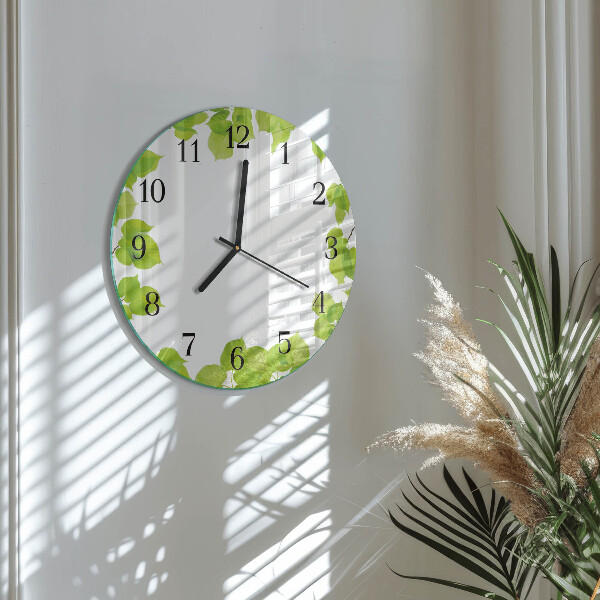 Round wall clock Leaves