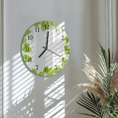 Round wall clock Leaves