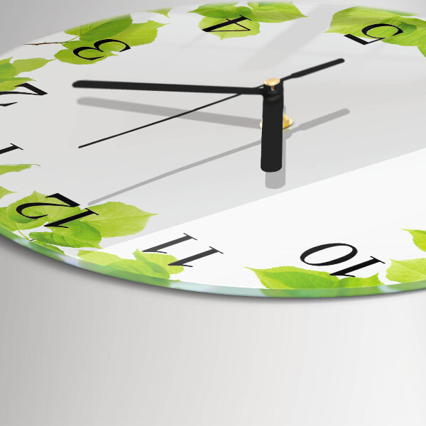Round wall clock Leaves