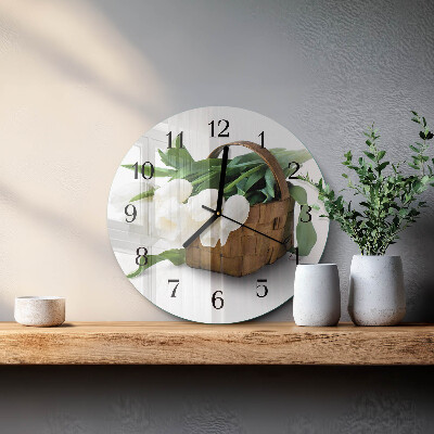 Round wall clock Basket of Tulips