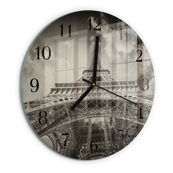 Round wall clock Eiffel Tower