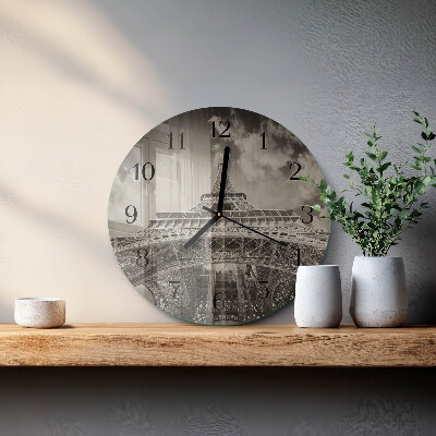 Round wall clock Eiffel Tower