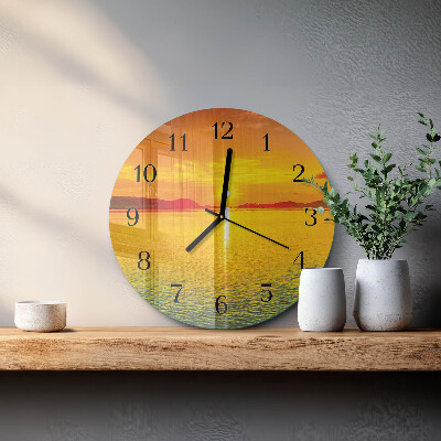 Round wall clock Sunset