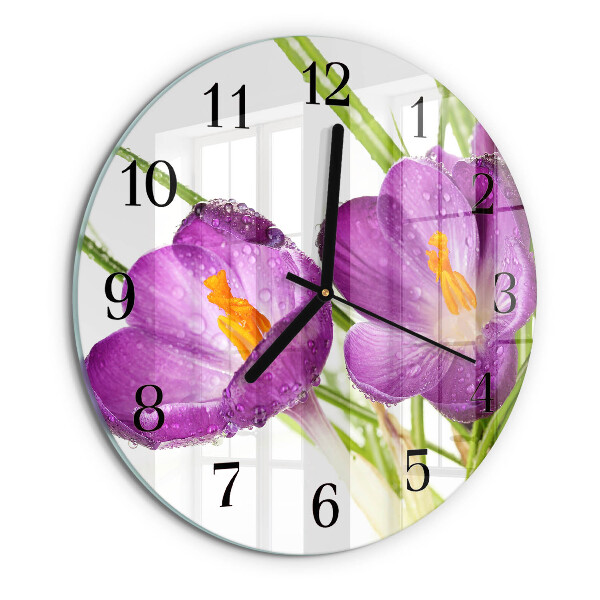 Round wall clock Crocuses
