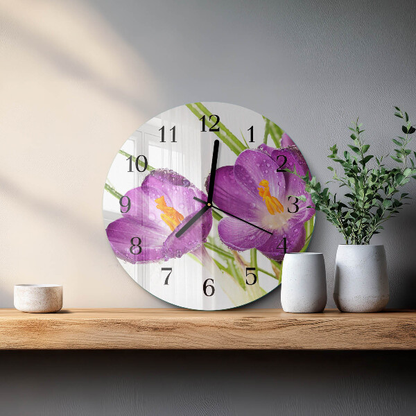 Round wall clock Crocuses
