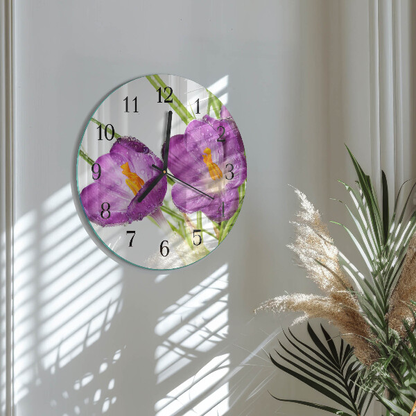 Round wall clock Crocuses