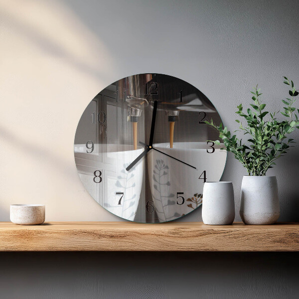 Round wall clock Coffee machine