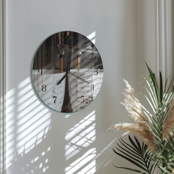 Round wall clock Coffee machine