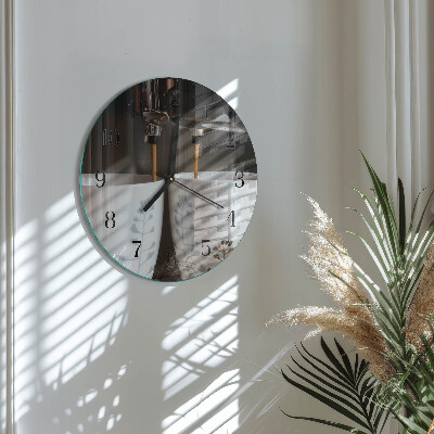 Round wall clock Coffee machine