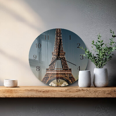 Round wall clock Eiffel Tower