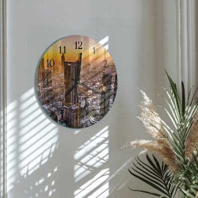 Round wall clock Sunset