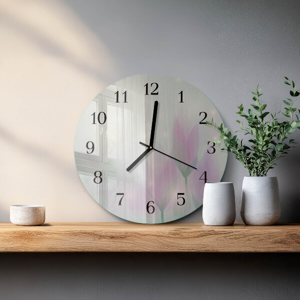 Round wall clock Flowers