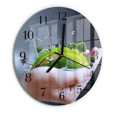 Round wall clock Hand Earth