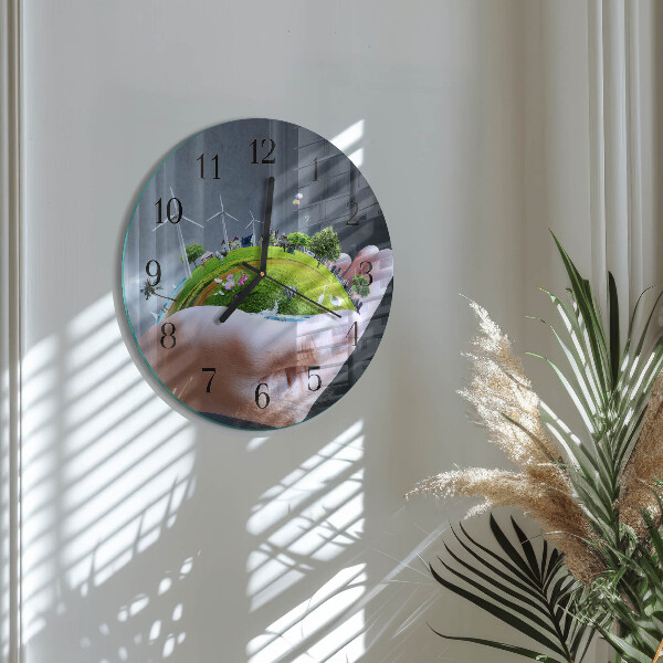 Round wall clock Hand Earth