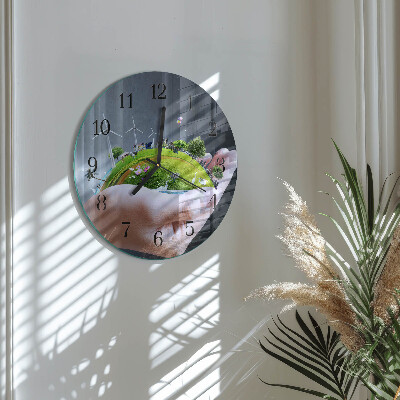 Round wall clock Hand Earth