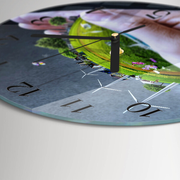 Round wall clock Hand Earth