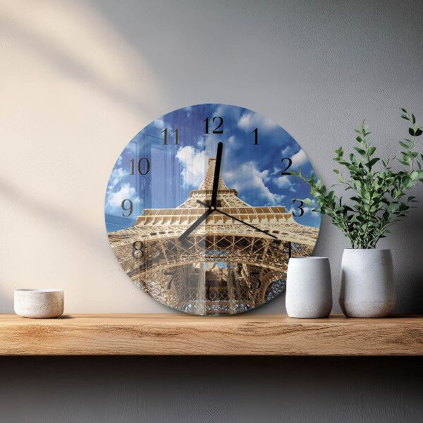 Round wall clock Eiffel Tower