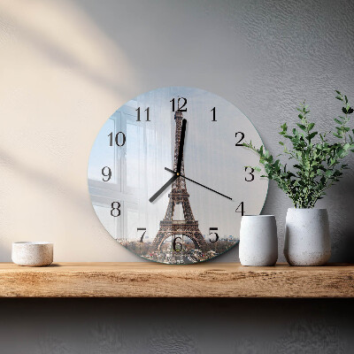 Round wall clock Eiffel Tower