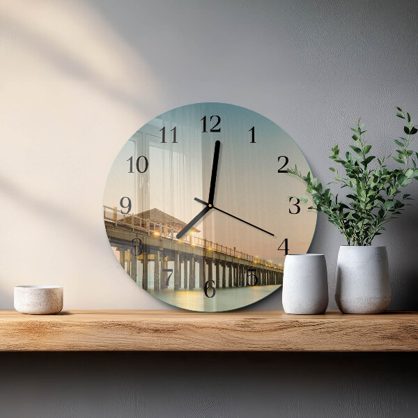 Round wall clock Wooden Walkway