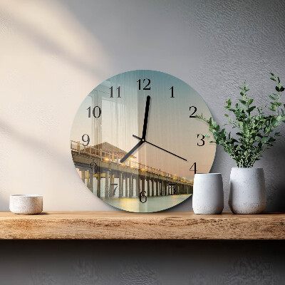 Round wall clock Wooden Walkway