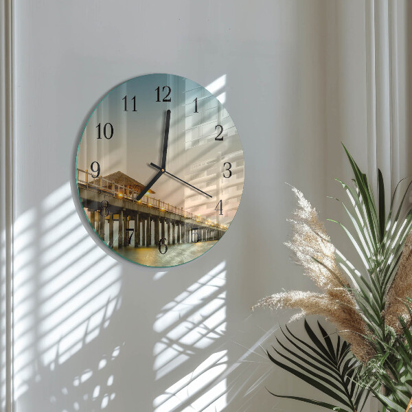 Round wall clock Wooden Walkway