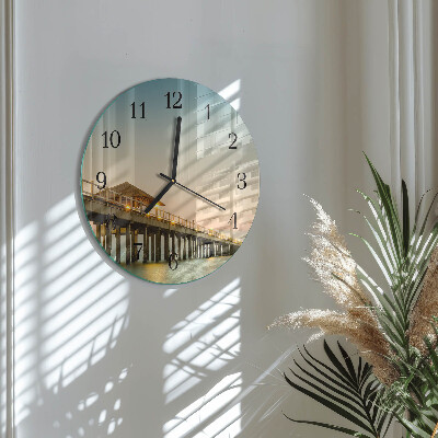 Round wall clock Wooden Walkway