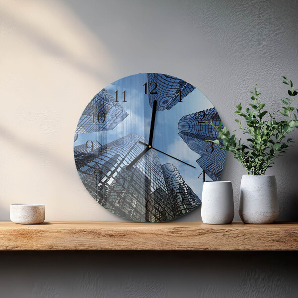 Round wall clock Glass Buildings