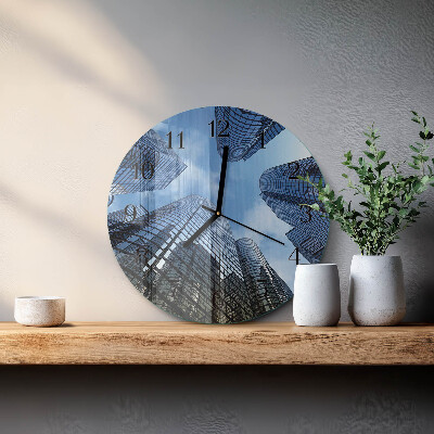 Round wall clock Glass Buildings