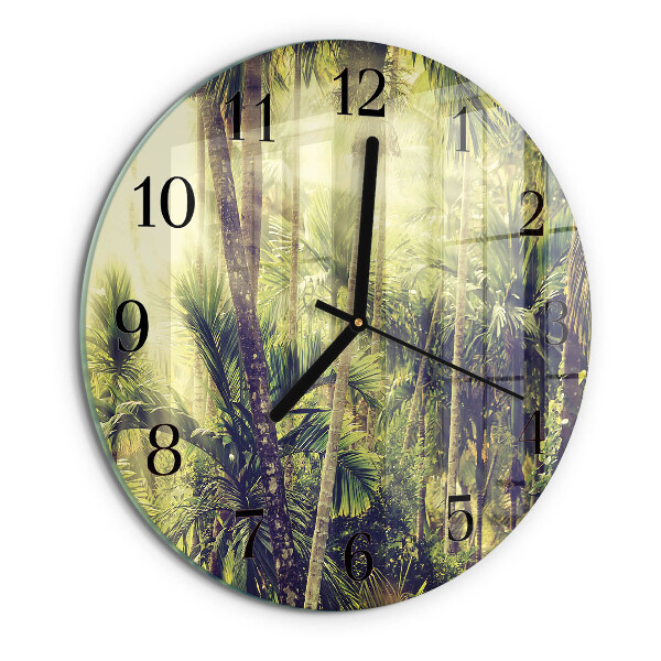 Round wall clock Palm trees