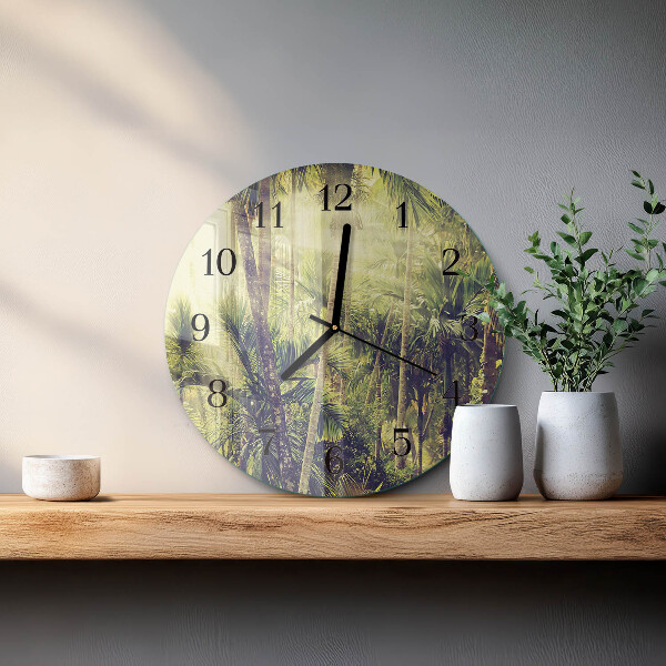 Round wall clock Palm trees