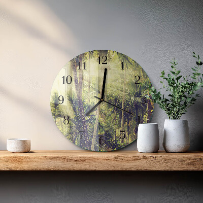Round wall clock Palm trees