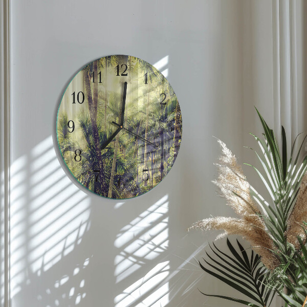 Round wall clock Palm trees