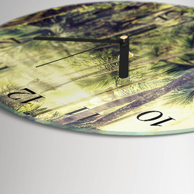 Round wall clock Palm trees