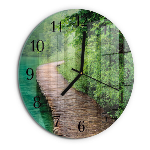 Round wall clock Wooden Walkway
