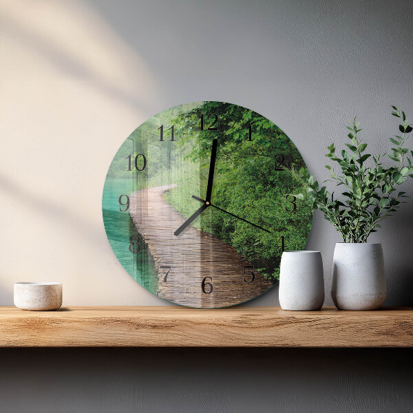 Round wall clock Wooden Walkway