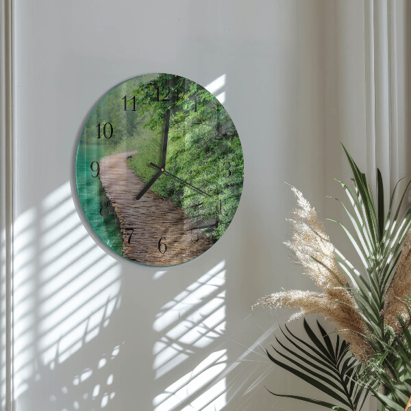 Round wall clock Wooden Walkway