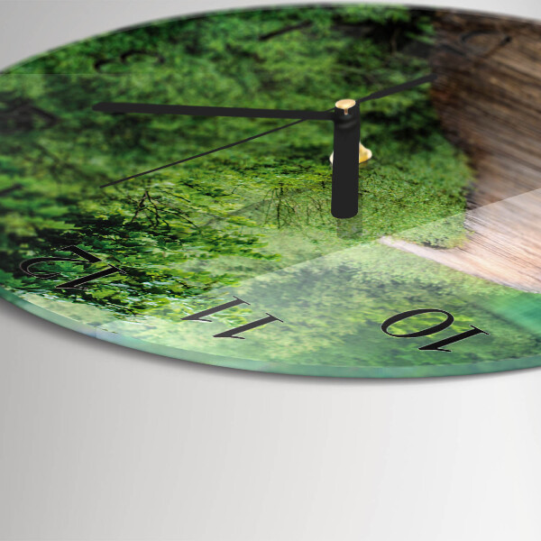 Round wall clock Wooden Walkway