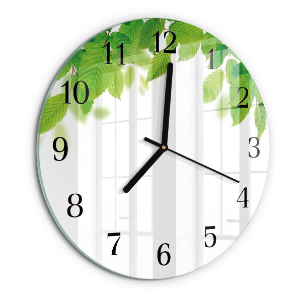 Round wall clock Leaves