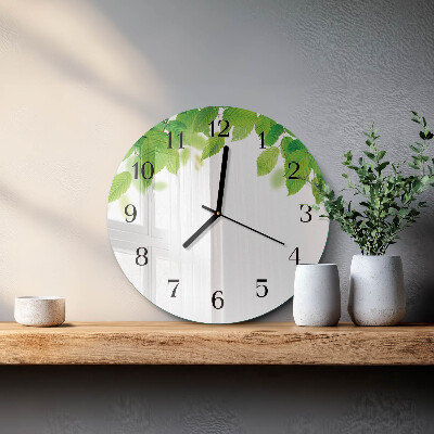 Round wall clock Leaves