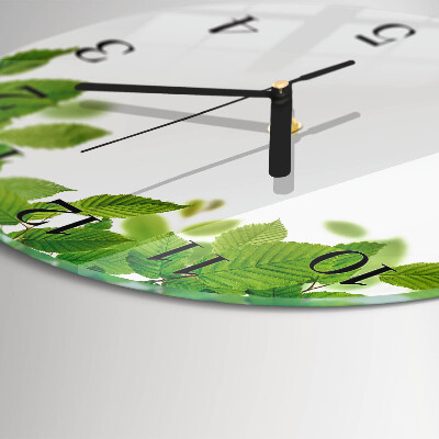 Round wall clock Leaves